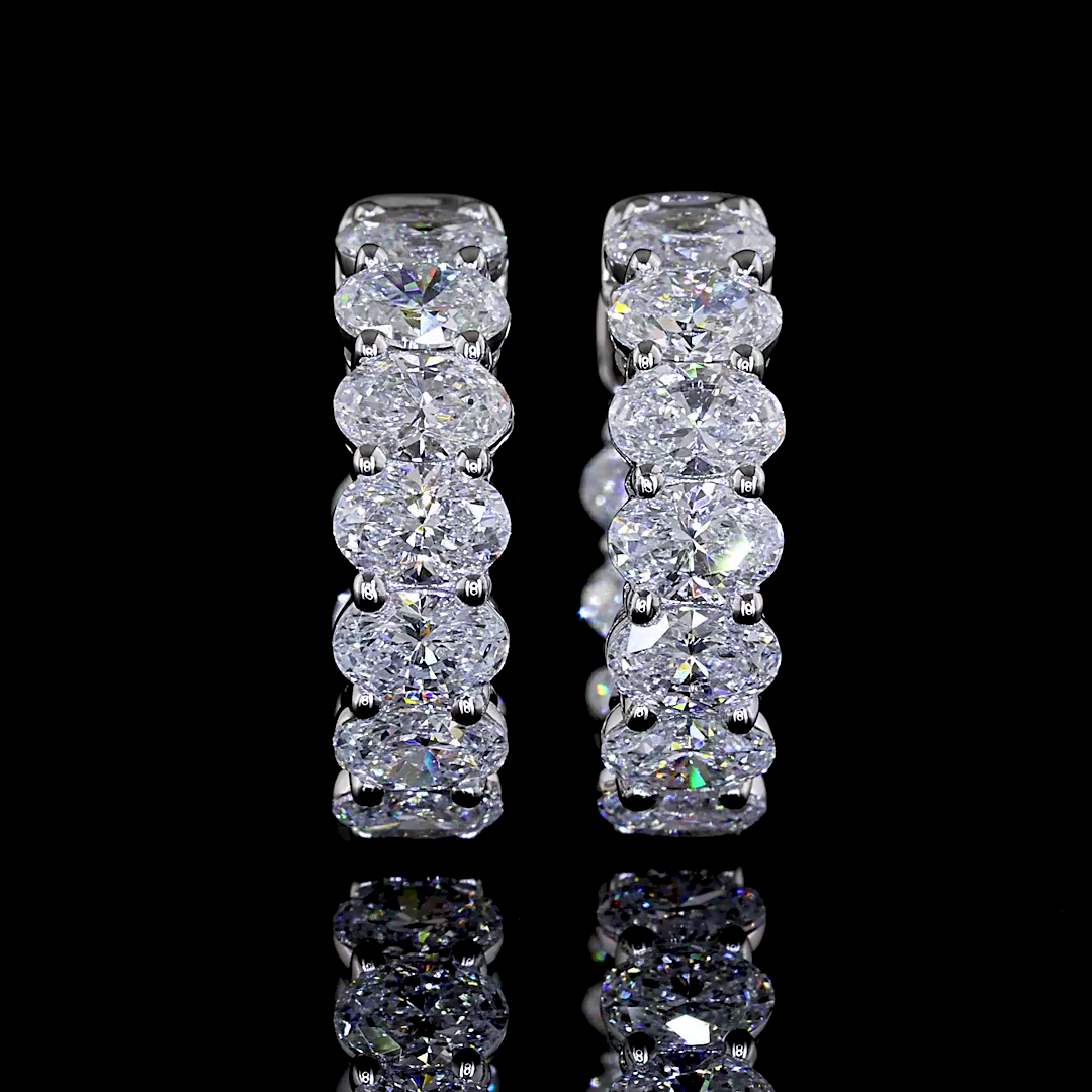 2.00 CTTW Oval Lab Grown Diamond Huggies Earring 14.1mm (E Color and VS Clarity)