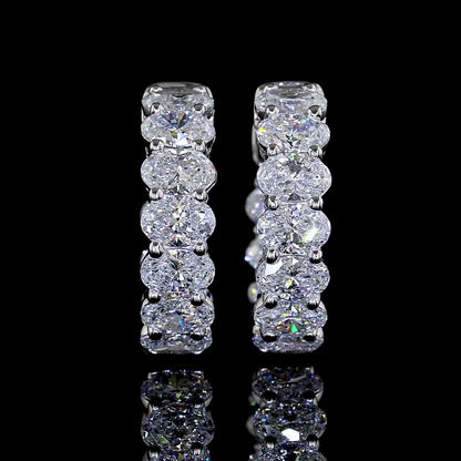 2.00 CTTW Oval Lab Grown Diamond Huggies Earring 14.1mm (E Color and VS Clarity)