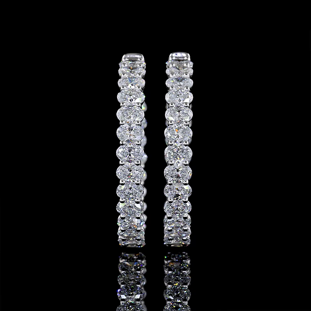 4.93 CTTW Oval Lab Grown Diamond Hoops Earring 28mm