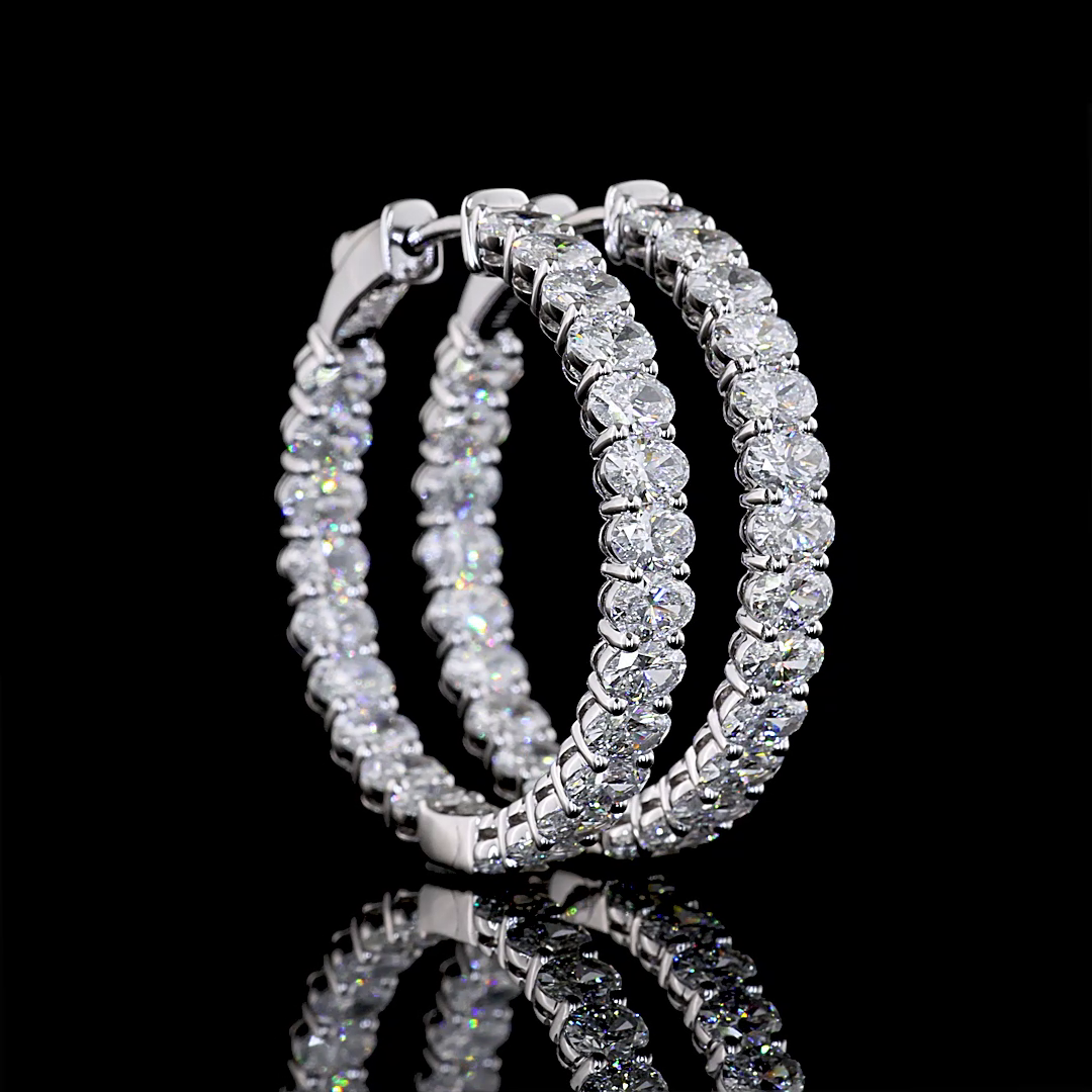 4.93 CTTW Oval Lab Grown Diamond Hoops Earring 28mm