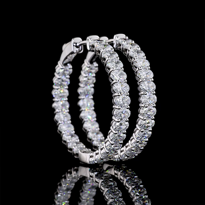 4.93 CTTW Oval Lab Grown Diamond Hoops Earring 28mm