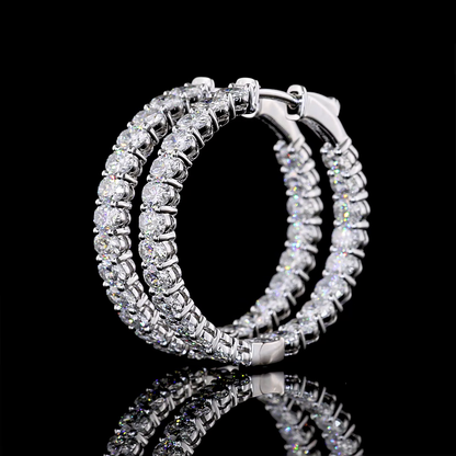 4.93 CTTW Oval Lab Grown Diamond Hoops Earring 28mm