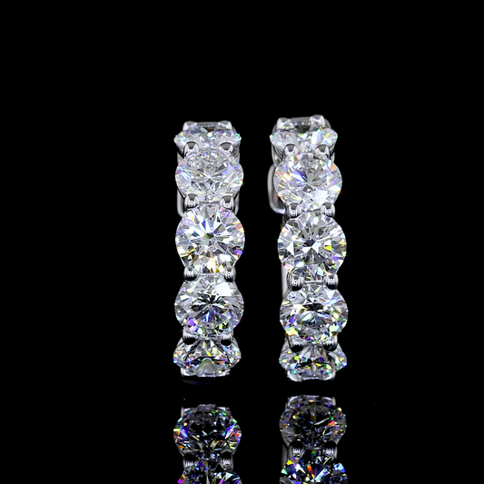 1.97 CTTW Round Lab Diamond Huggies Earring 14.72mm Silver (E Color and VS2 Clarity)