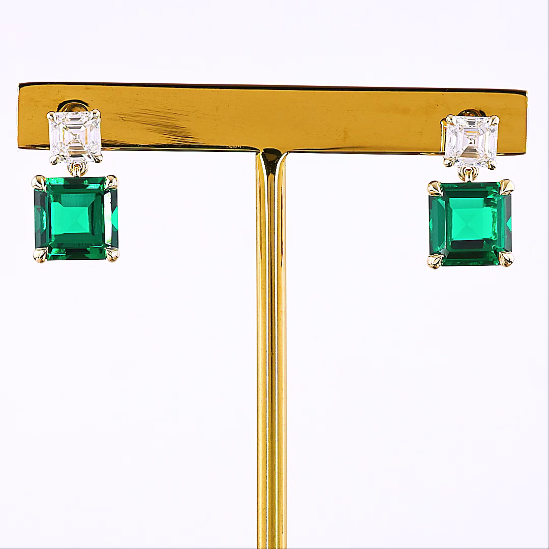 1.26 CTTW Asscher Lab Diamond Hanging Earring