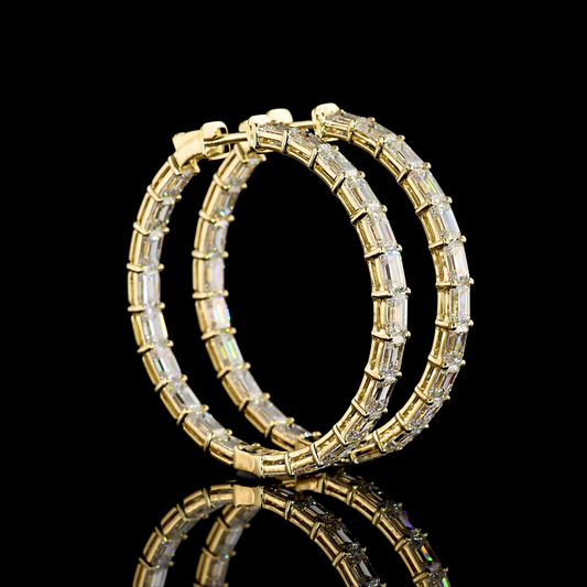 11.12 CTTW Emerald Lab Diamond Hoops Earring (E Color and VS Clarity)