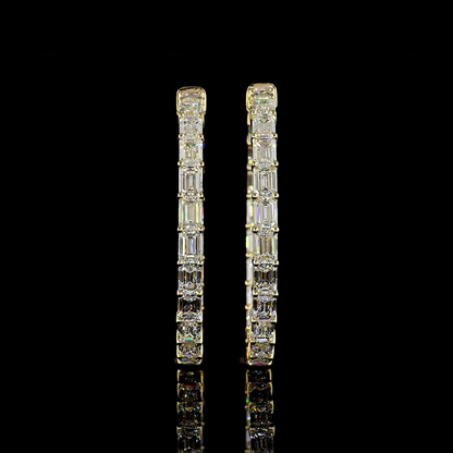 11.12 CTTW Emerald Lab Diamond Hoops Earring (E Color and VS Clarity)