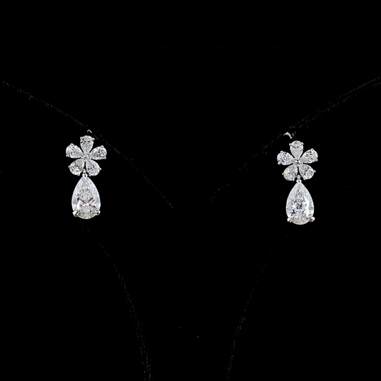 2.71 CTTW Pear Lab Diamond Hanging Earring (E Color and VS Clarity)