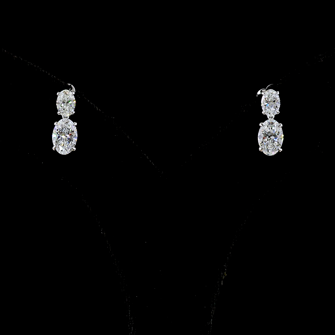 2.12 CTTW Oval Lab Grown Diamond Hanging Earring Size 13.25
