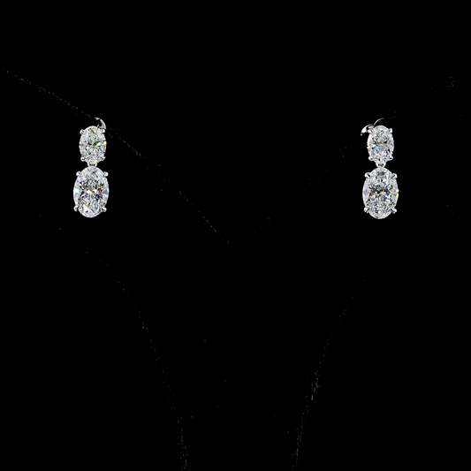 2.12 CTTW Oval Lab Grown Diamond Hanging Earring Size 13.25