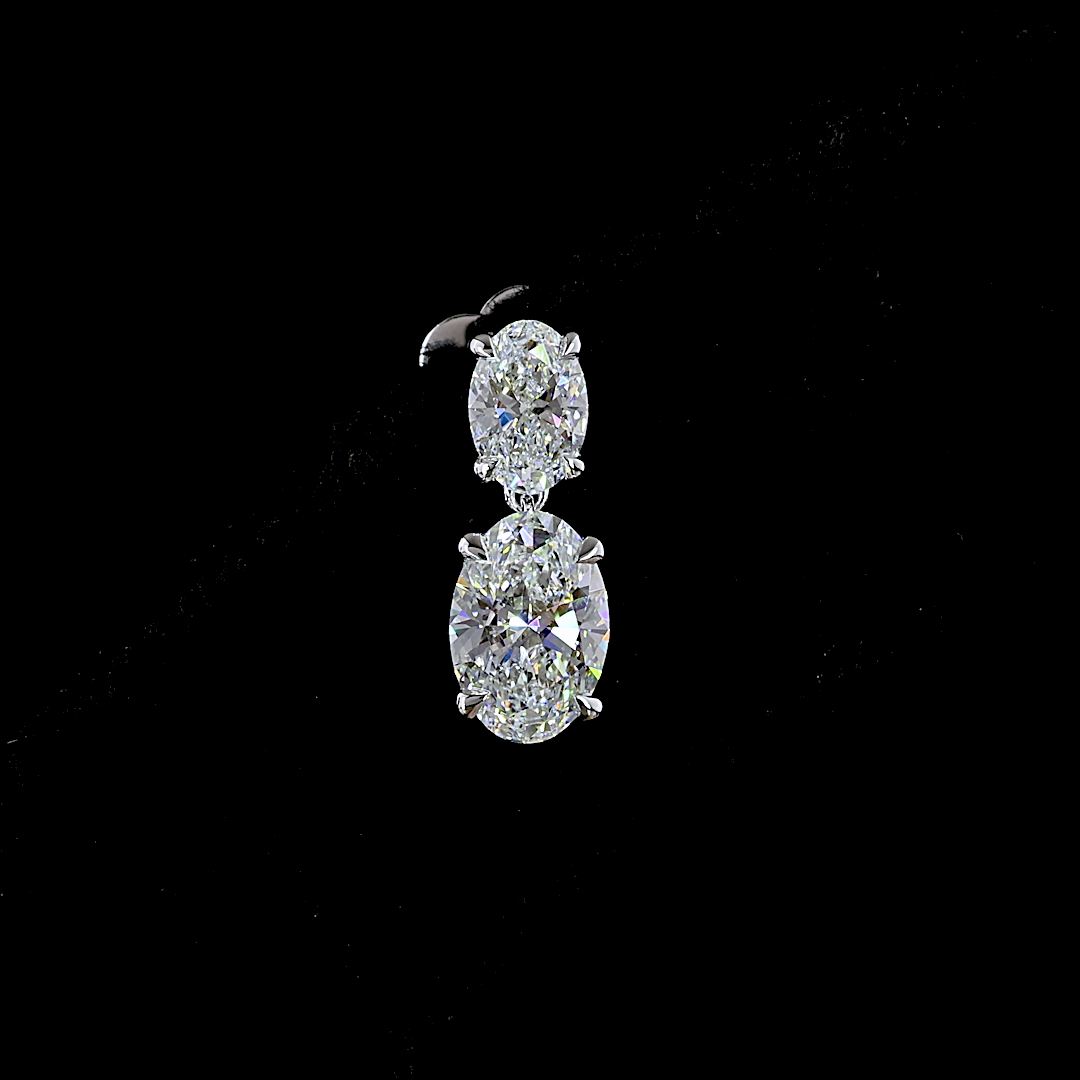 2.12 CTTW Oval Lab Grown Diamond Hanging Earring Size 13.25