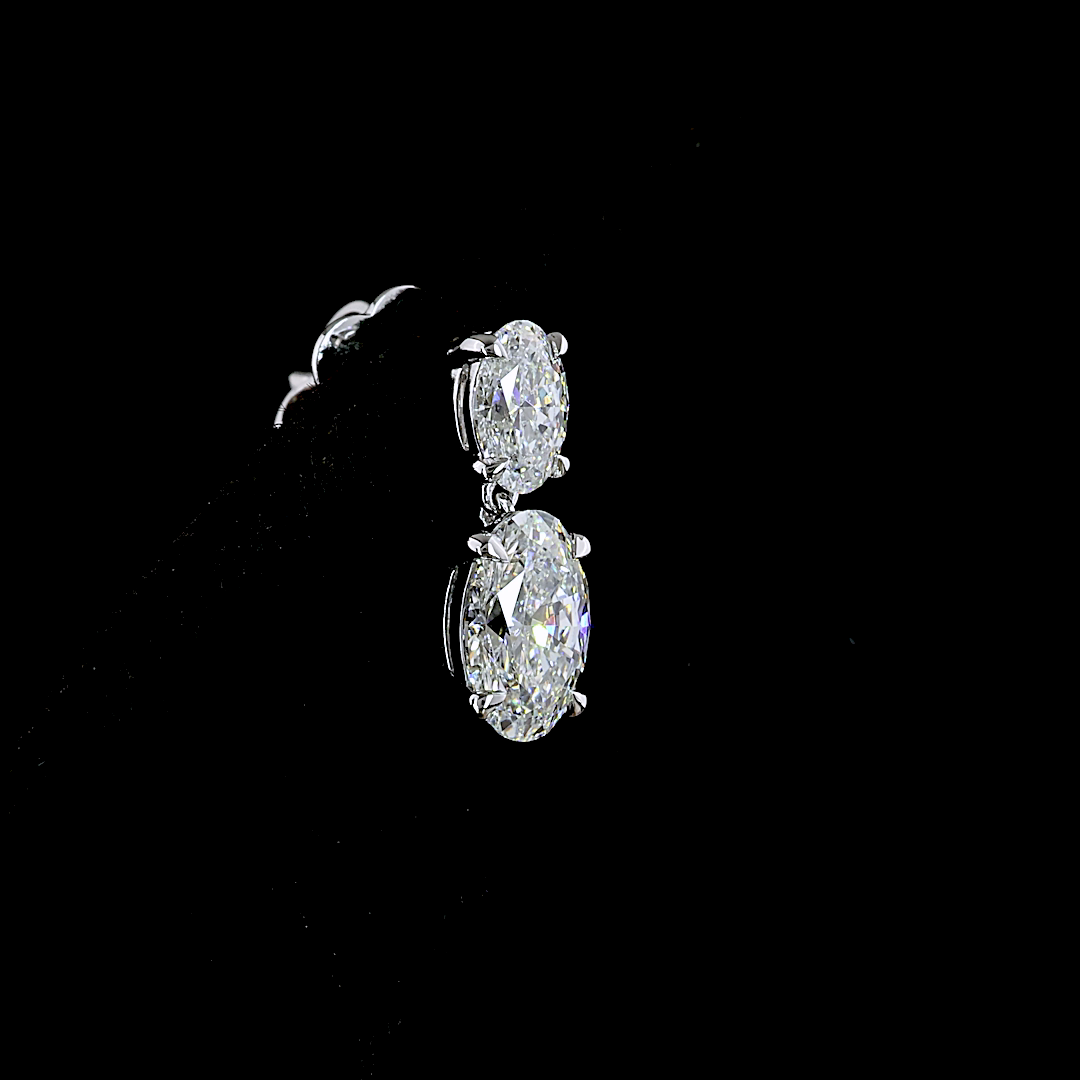 2.12 CTTW Oval Lab Grown Diamond Hanging Earring Size 13.25