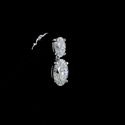 2.12 CTTW Oval Lab Grown Diamond Hanging Earring Size 13.25
