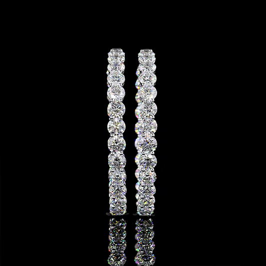 24.94 CTTW Round Lab Grown Diamond Hoops Earring 50.8mm