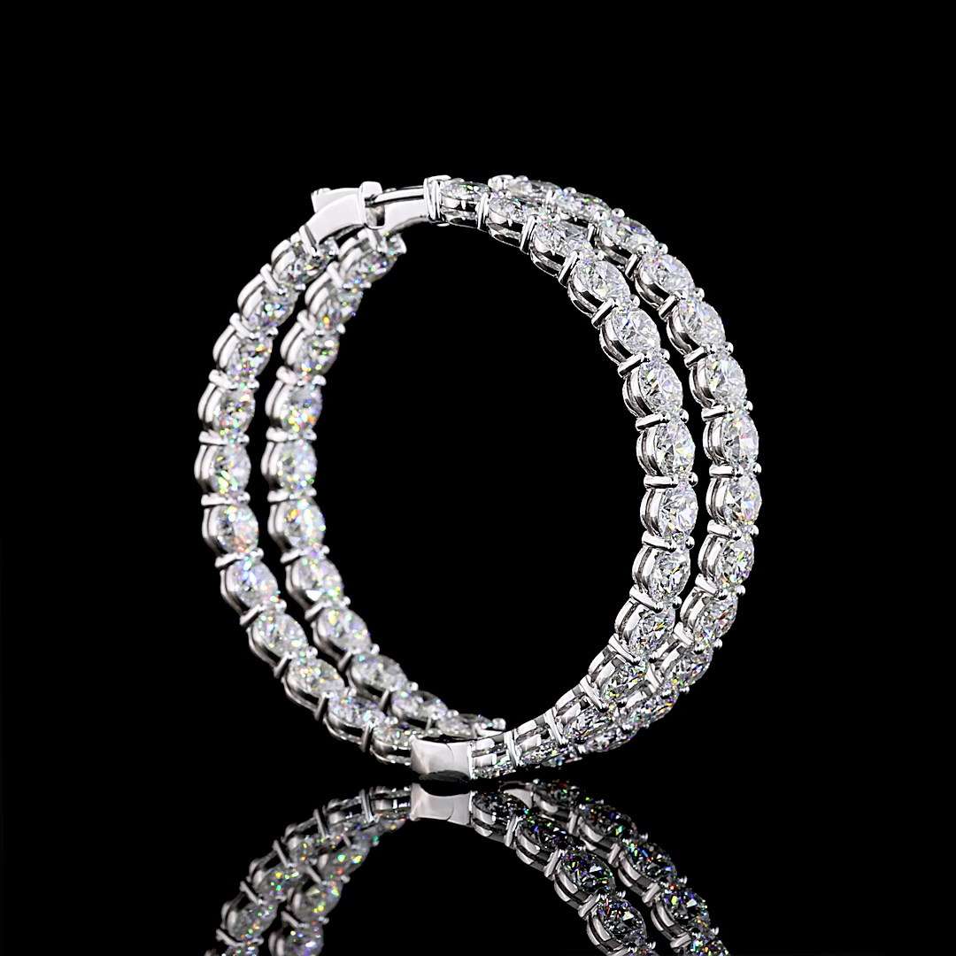 24.94 CTTW Round Lab Grown Diamond Hoops Earring 50.8mm