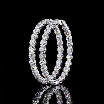 24.94 CTTW Round Lab Grown Diamond Hoops Earring 50.8mm
