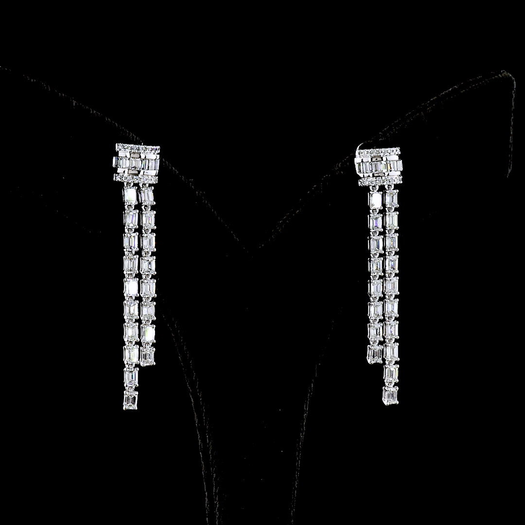 2.84 CTTW Emerald Lab Diamond Lariat Earring (F Color and VS1 Clarity)