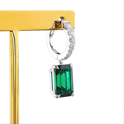 0.50 CTTW Emerald Lab Diamond Hanging Earring (VS2 Clarity)
