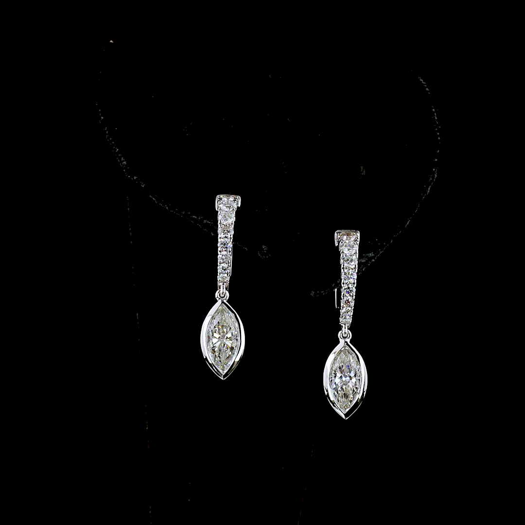 1.96 CTTW Marquise Lab Grown Diamond Hanging Earring (E Color and VS Clarity)
