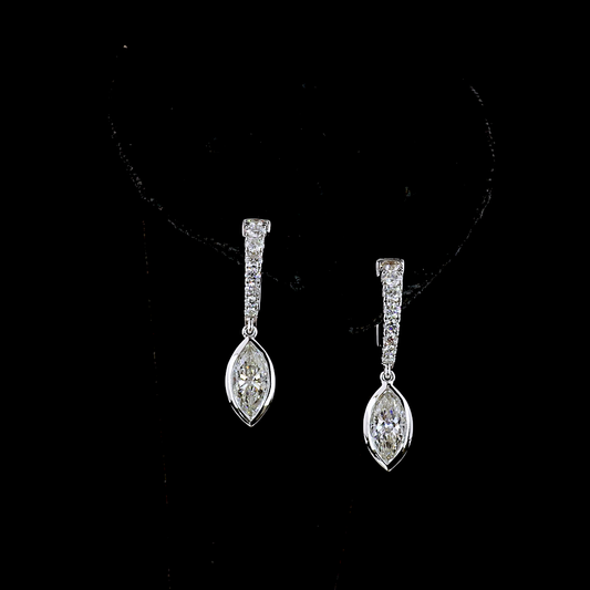 1.97 CTTW Marquise Lab Grown Diamond Hanging Earring (E Color and VS Clarity)