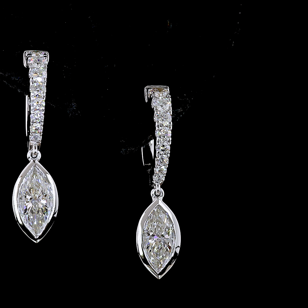 1.96 CTTW Marquise Lab Grown Diamond Hanging Earring (E Color and VS Clarity)