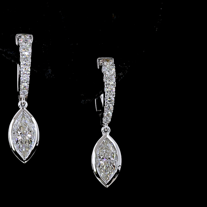 1.96 CTTW Marquise Lab Grown Diamond Hanging Earring (E Color and VS Clarity)