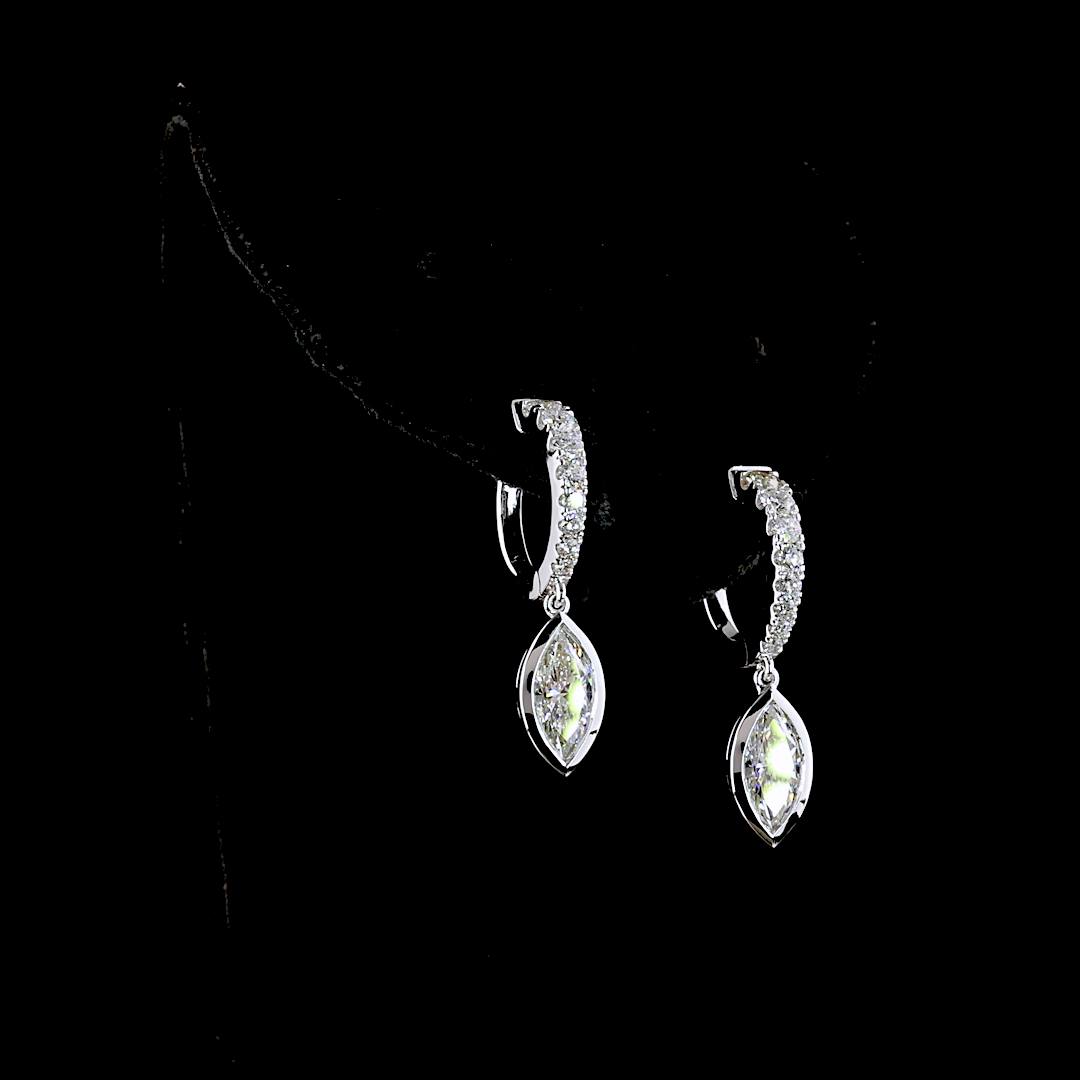 1.96 CTTW Marquise Lab Grown Diamond Hanging Earring (E Color and VS Clarity)