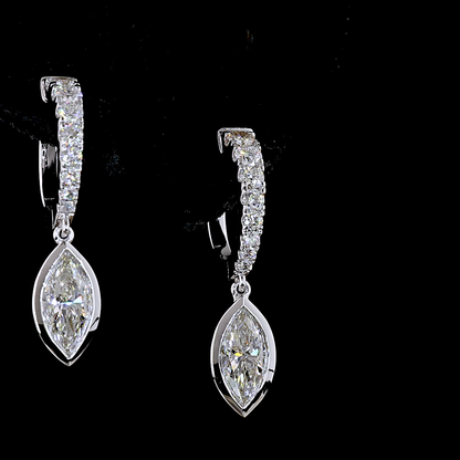 1.96 CTTW Marquise Lab Grown Diamond Hanging Earring (E Color and VS Clarity)