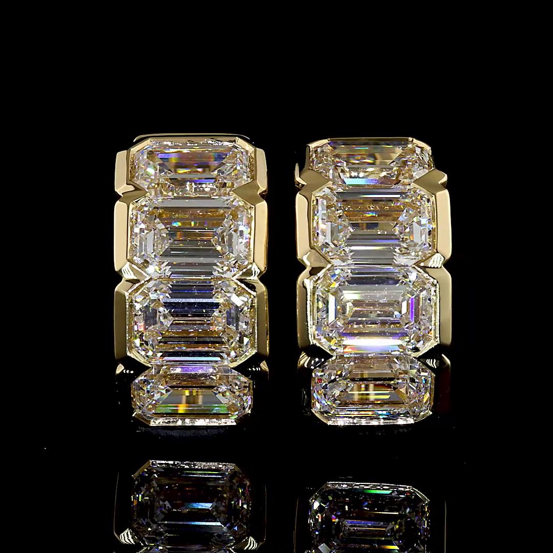 6.51 CTTW Emerald Lab Diamond Huggies Earring 15.95mm