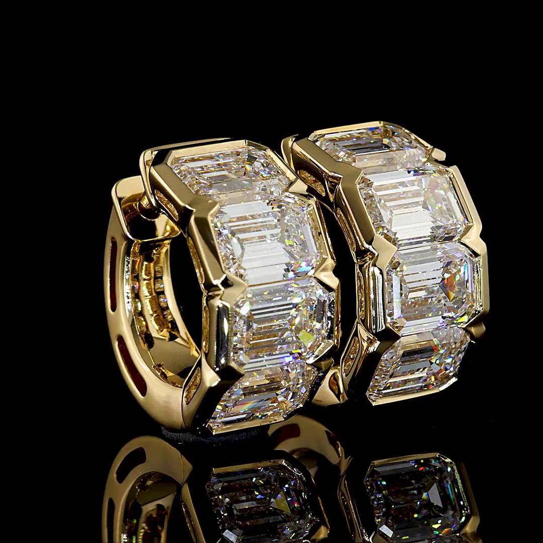 6.51 CTTW Emerald Lab Diamond Huggies Earring 15.95mm