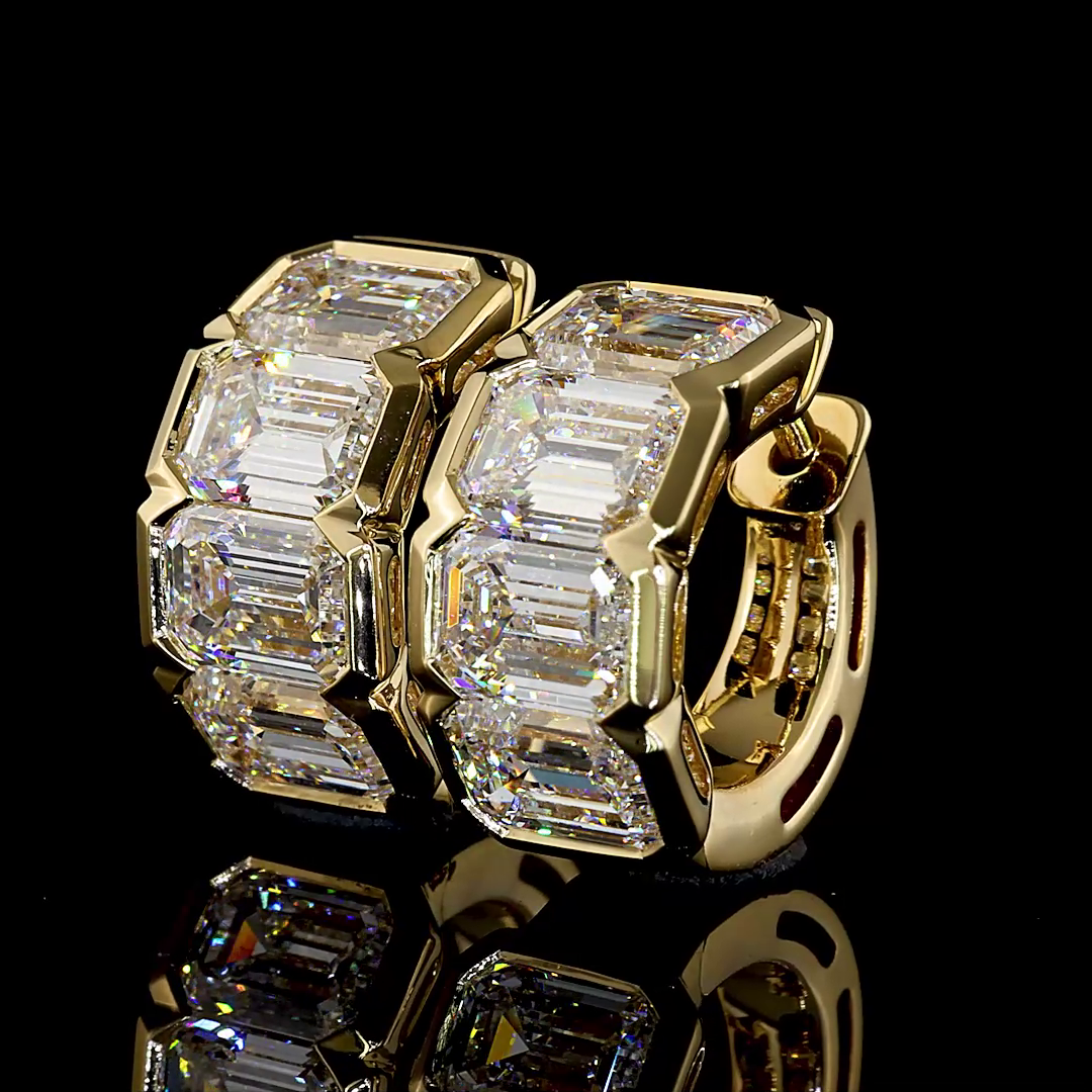 6.51 CTTW Emerald Lab Diamond Huggies Earring 15.95mm