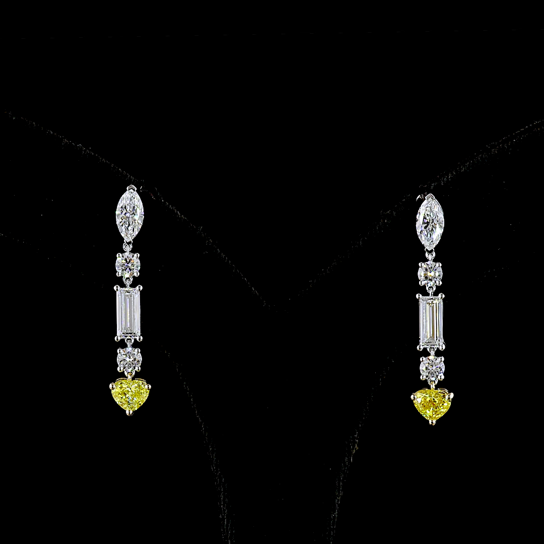 3.86 CTTW MIX Lab Diamond Hanging Earring (Very Light Yellow Color and VVS2 Clarity)