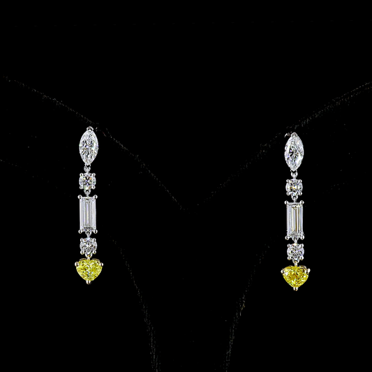 3.86 CTTW MIX Lab Diamond Hanging Earring (Very Light Yellow Color and VVS2 Clarity)