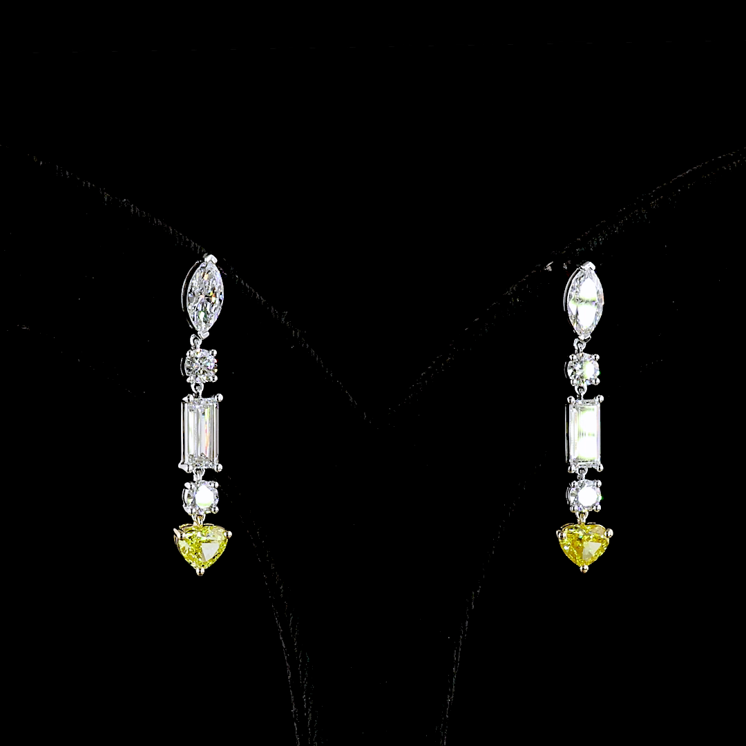 3.86 CTTW MIX Lab Diamond Hanging Earring (Very Light Yellow Color and VVS2 Clarity)