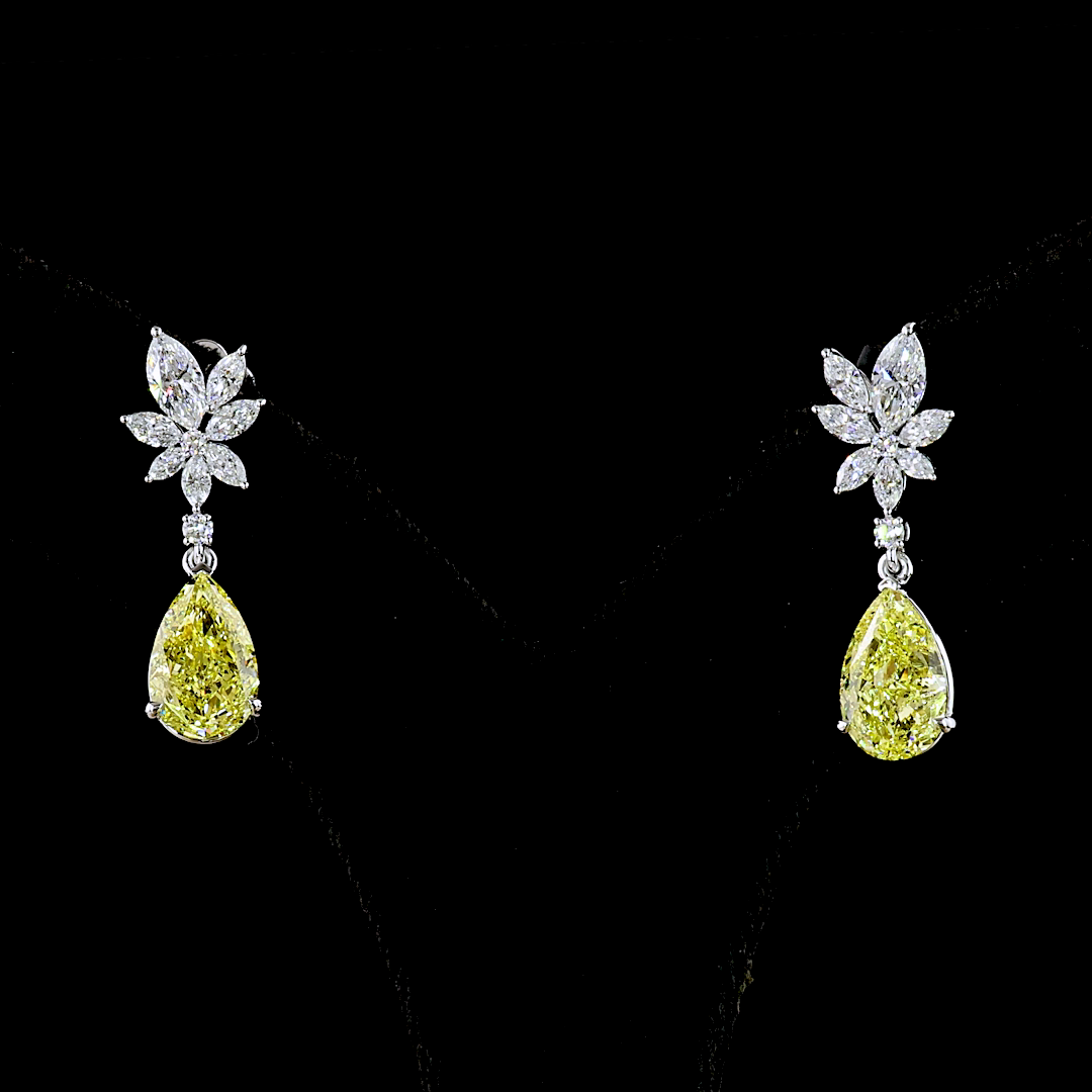 5.53 CTTW MIX Lab Diamond Hanging Earring (Fancy Intense Yellow Color and VS1 Clarity)