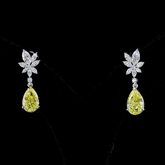 5.53 CTTW MIX Lab Diamond Hanging Earring (Fancy Intense Yellow Color and VS1 Clarity)