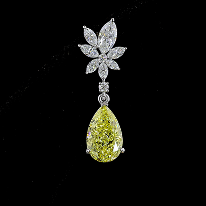 5.53 CTTW MIX Lab Diamond Hanging Earring (Fancy Intense Yellow Color and VS1 Clarity)