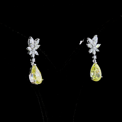 5.53 CTTW MIX Lab Diamond Hanging Earring (Fancy Intense Yellow Color and VS1 Clarity)