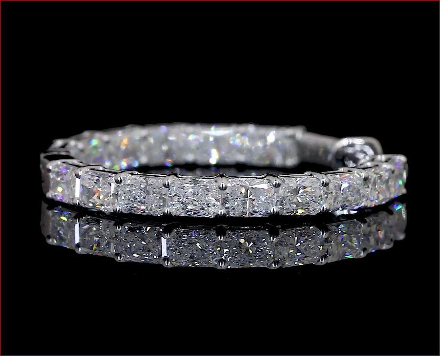 3.48 CTTW Radiant Lab Diamond Hoops Earring 23mm 14k White Gold F Color and VS2 Clarity jewelry-spot-usa