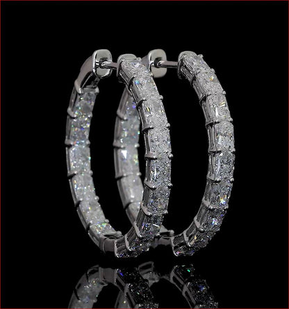 3.48 CTTW Radiant Lab Diamond Hoops Earring 23mm 14k White Gold F Color and VS2 Clarity jewelry-spot-usa