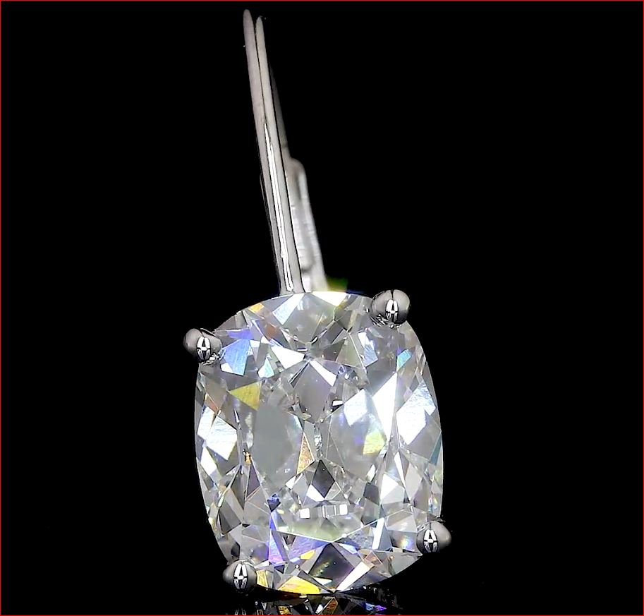 4.07 CTTW Antique Cushion Lab Diamond Hanging Earring 14k White Gold (E Color and VS1 Clarity)