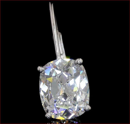 4.07 CTTW Antique Cushion Lab Diamond Hanging Earring 14k White Gold (E Color and VS1 Clarity)