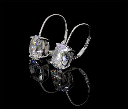 4.07 CTTW Antique Cushion Lab Diamond Hanging Earring 14k White Gold (E Color and VS1 Clarity)