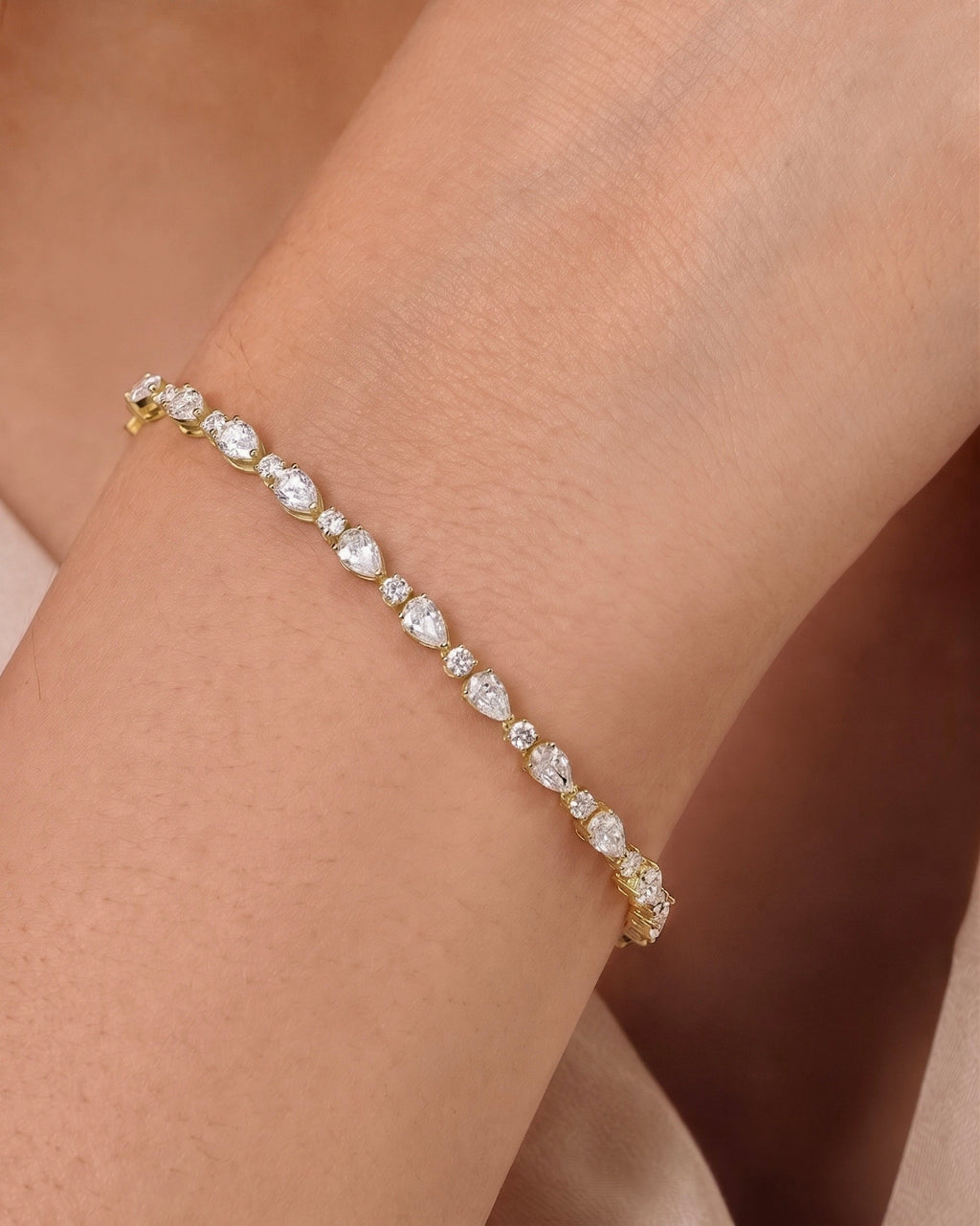 Diamond Alternating East West Pear Tennis Bracelet