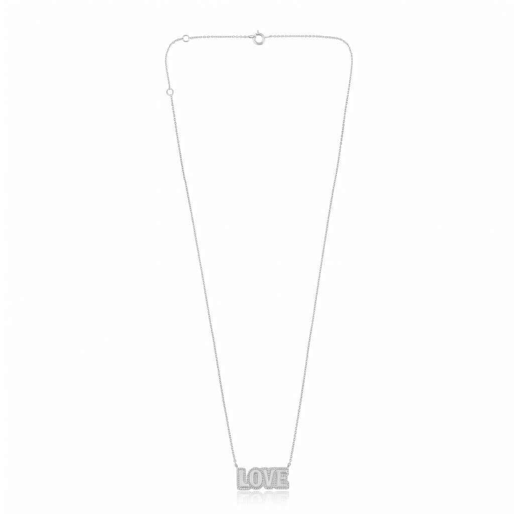 Diamond LOVE Alphabet Pavé Pendant Necklace