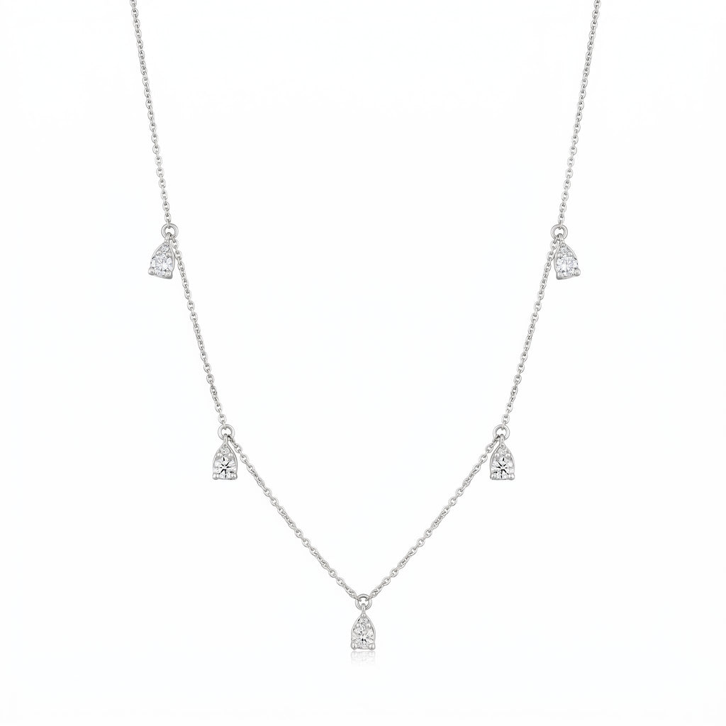 Diamond Pear By Yard Drop Station Necklace