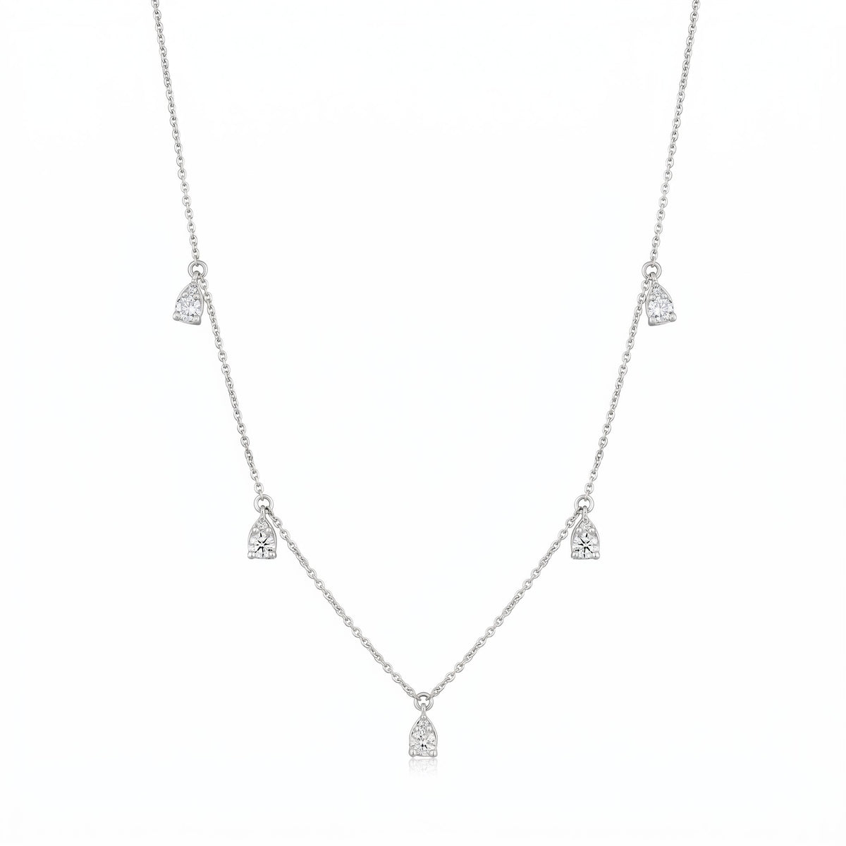Diamond Pear By Yard Drop Station Necklace