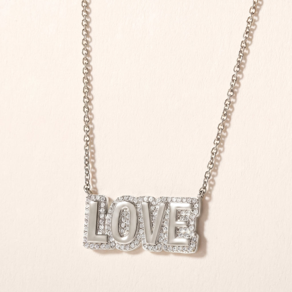 Diamond LOVE Alphabet Pavé Pendant Necklace
