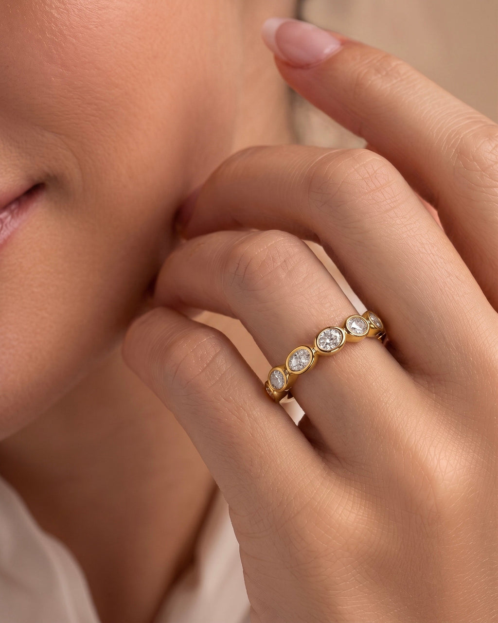 Diamond Oval Bezel Ring