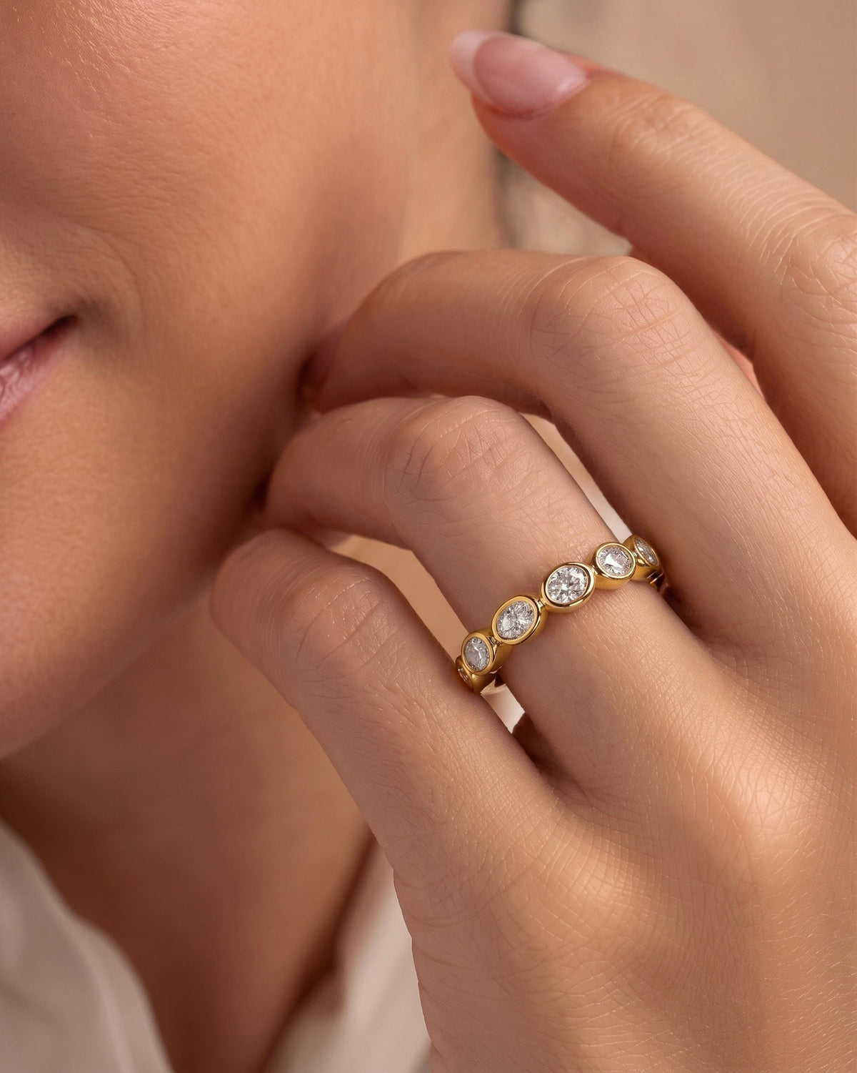 Diamond Oval Bezel Ring