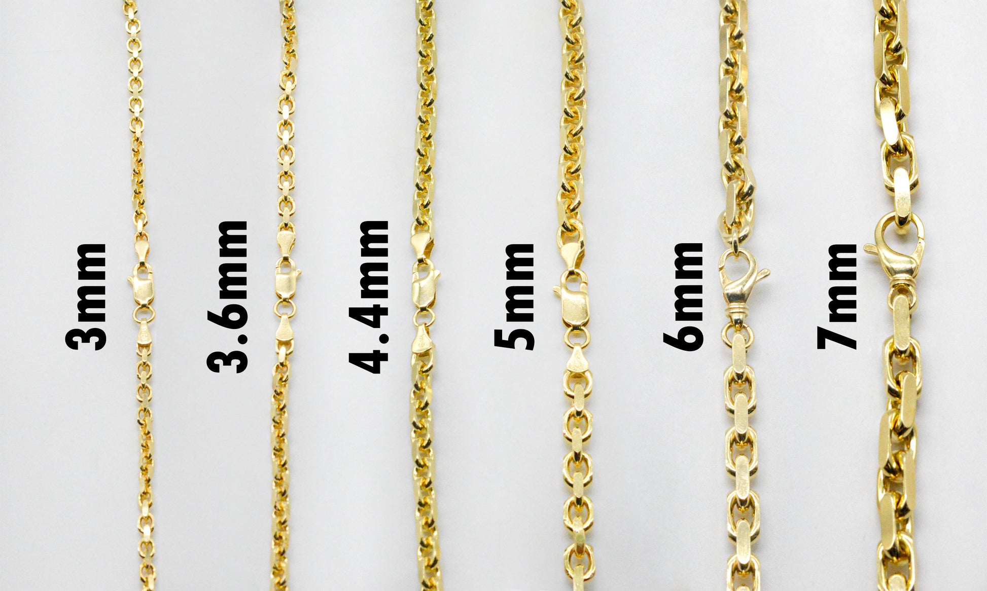 5mm Solid Gold Cable Link Necklace Solid Gold Cable Style Chains